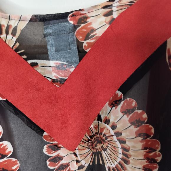 Chico's Faux Suede + Chiffon Print Ruana Wrap - Picture 11 of 12